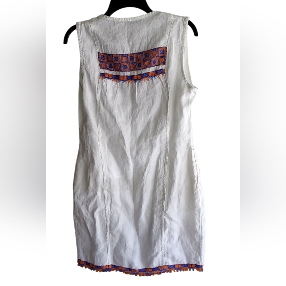 Harris Cotton White Linen Dress Pockets - Picture 2 of 3